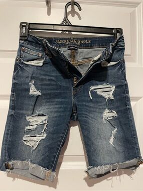 American Eagle Outfitters Men’s Ripped Dark Blue Denim Shorts